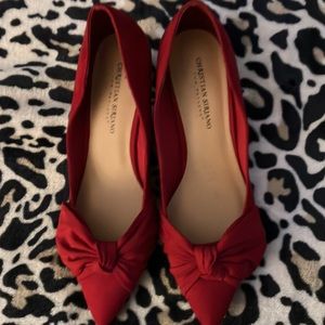 Christian Siriano Red faux suade kitten heels 👠